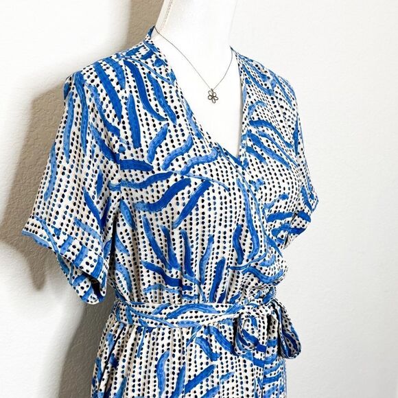 NIC+ZOE Women's Blue & White Abstract Wrap Dress with Pockets Size XS - Picture 2 of 10